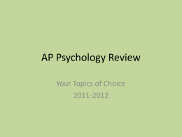 AP Psychology Review - Big Walnut Local School District