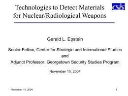 Technologies to Detect Materials for Nuclear/Radiological