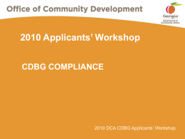 2010 Applicants Workshop CDBG Compliance