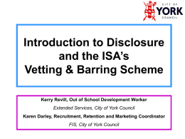 Introduction to Disclosure and the ISA’s Vetting & Barring
