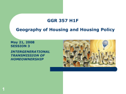 GGR 357F Geography of Housing and Housing Policy October …