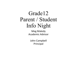 Grade 9 – 10 Parent Student Info Night