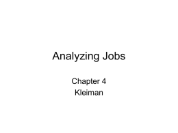 Analyzing Jobs - Kent State University