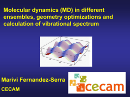 Molecular dynamics (MD) in different ensembles, geometry