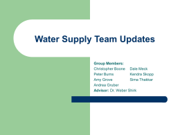 Water Supply Team Updates