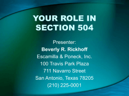 Section 504 Issues