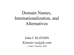 Domain Names, Internationalization, and Alternatives
