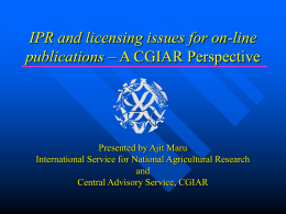 IPR and licensing issues for on