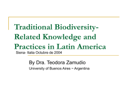 Traditional Biodiversity-Related Knowledge and Practices