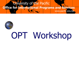 OPT Online Workshop - University of the Pacific