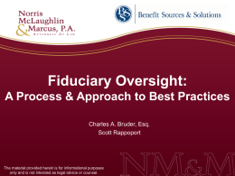 Fiduciary Oversight - Norris McLaughlin & Marcus, P.A.
