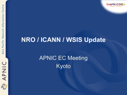 WSIS and WGIG Update An APNIC Perspective