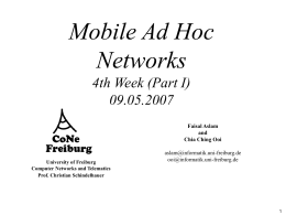 Lecture Mobile Ad Hoc Networks