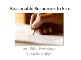 Reasonable Responses to Error