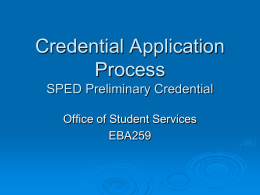 Credential Application Process