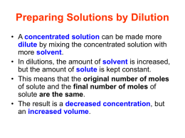 Preparing Solutions by Dilution
