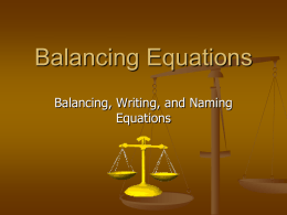 Balancing Equations - Geneva Area City Schools