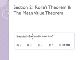 Section 2: Rolle’s Theorem & The Mean Value Theorem