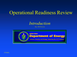 Operational Readiness Review