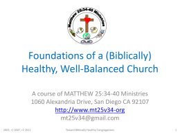 Foundations of a (Biblically) Healthy, Well