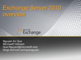 Exchange 2010 Overview