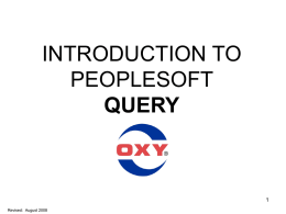 Intro to PeopleSoft Queries
