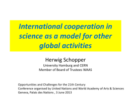 Con worldwide scientific cooperation serve as model for