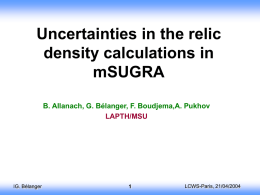 uncertainties in the relic density calculation