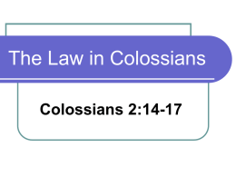 The Law in Colossians - truthdepot.net homepage