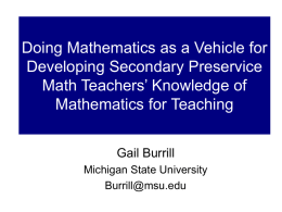 Mathematics Tasks as a Vehicle to Help Teachers Become