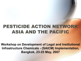 IMPLEMENTATION OF THE GLOBAL PLAN ACTION, SAICM