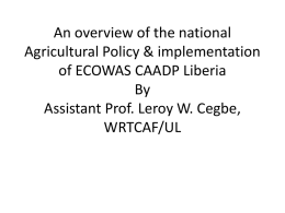 An overview of the national Agricultural Policy