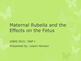 Maternal Rubella and the Effects on the Fetus
