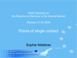 Proposal for a Directive on Services in the Internal Market