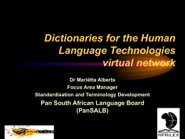 A MULTILINGUAL STATISTICAL DICTIONARY IN THE BROADER …