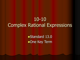 10-10 Complex Rational Expressions