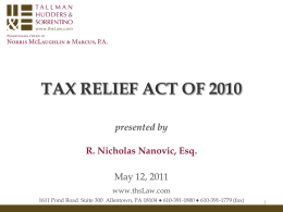 TAX RELIEF ACT OF 2010 - Norris McLaughlin & Marcus