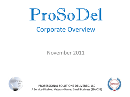 ProSoDel Corporate Overview