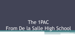 Presentation of the 1PAC of De la Salle High School