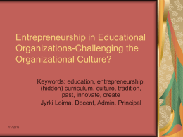 Entrepreneurship in Educational Organizations