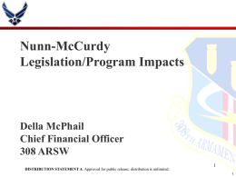 Nunn McCurdy Legislation and Impacts