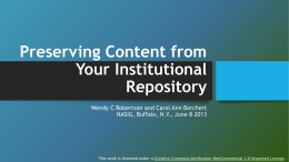 Preserving Content from Your Institutional Repository