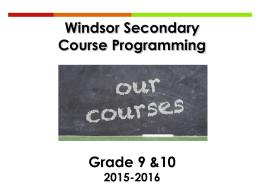 Windsor Secondary Course Programming