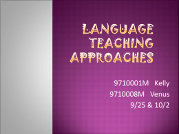 Language teaching approaches - I