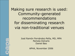 Making sure research is used: Community