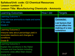 Syllabus/Unit: code: C2 Chemical Resources Lesson number