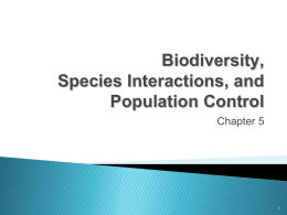 Biodiversity, Species Interactions and Population Control