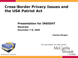The Implications of the U.S. Patriot Act on Outsourcing by