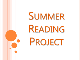 Summer Reading Project - Robert Frost Junior High School