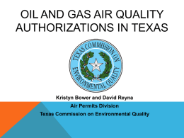 Oil and Gas Air Permitting and MSS PBR Update